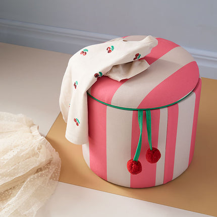 Pouf cilindro con contenitore rosa