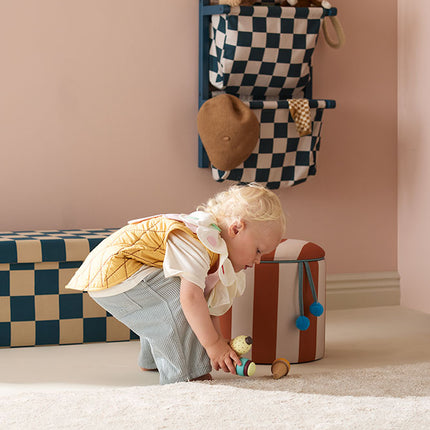 Pouf cilindro con contenitore marrone