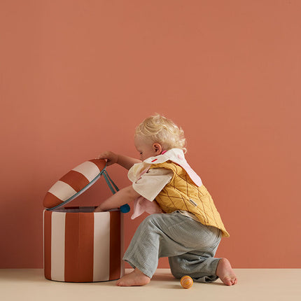 Pouf cilindro con contenitore marrone