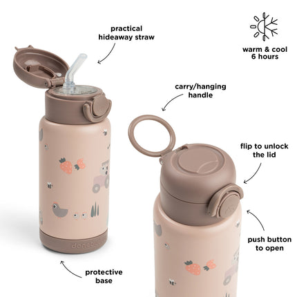 <tc>Done by Deer</tc> Bottiglia con cannuccia Thermos Tiny Farm Powder 340 ml