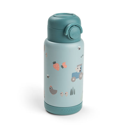 <tc>Done by Deer</tc> Bottiglia con cannuccia Thermos Tiny Farm Blue 340 ml