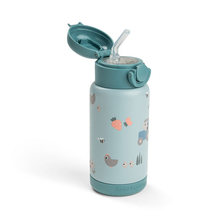 <tc>Done by Deer</tc> Bottiglia con cannuccia Thermos Tiny Farm Blue 340 ml
