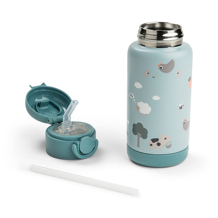 <tc>Done by Deer</tc> Bottiglia con cannuccia Thermos Tiny Farm Blue 340 ml