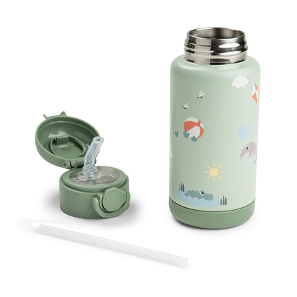 <tc>Done by Deer</tc> Bottiglia con cannuccia Thermos Playground Green 340 ml