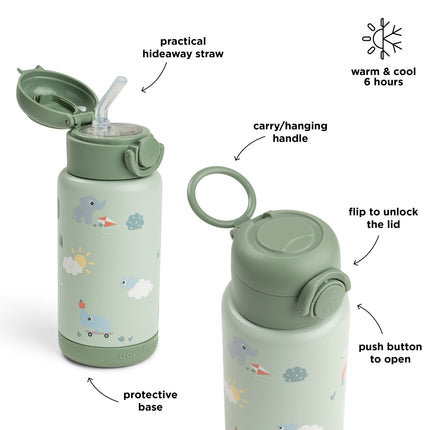 <tc>Done by Deer</tc> Bottiglia con cannuccia Thermos Playground Green 340 ml