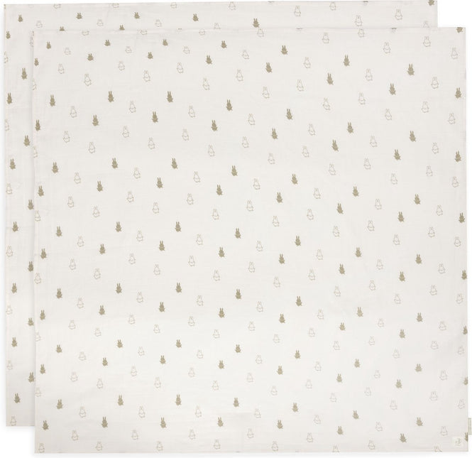 Panno idrofilo grande 115x115cm Happy Miffy - Verde oliva - 2 pezzi