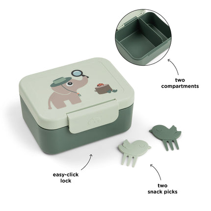 <tc>Done by Deer</tc> Contenitore per il pranzo con spiedini per snack Tiny Trails Green