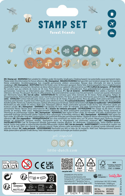 <tc>Little Dutch</tc> Set di timbri Amici della foresta 12 pezzi