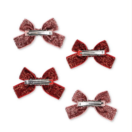 Konges Sløjd Haarspeldje Baby Red / Rose Glitters 4St
