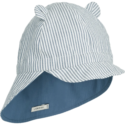 Liewood Zonnehoedje Baby Gorm Omkeerbare Blue Wave / Crème De La Crème