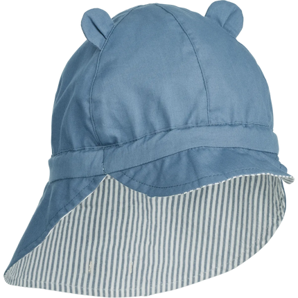 Liewood Zonnehoedje Baby Gorm Omkeerbare Blue Wave / Crème De La Crème