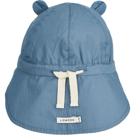 Liewood Zonnehoedje Baby Gorm Omkeerbare Blue Wave / Crème De La Crème