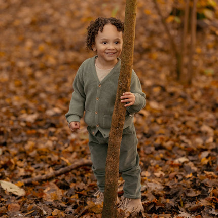 Cardigan lavorato a maglia Verde Foresta
