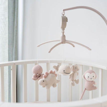 Baby's Only Muziekmobiel Animals Oud Roze/Warm Linen - Baby's Only - Babywinkel - 8720791359294