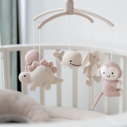 Baby's Only Muziekmobiel Animals Oud Roze/Warm Linen - Baby's Only - Babywinkel - 8720791359294