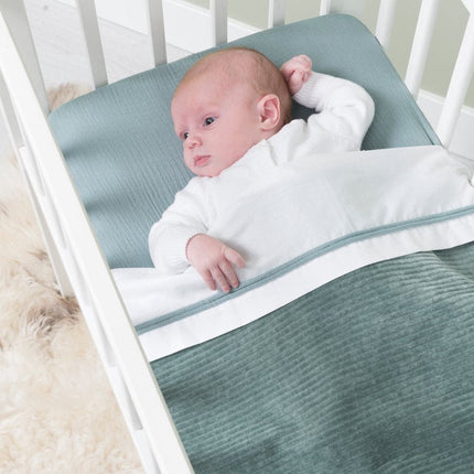 Baby's Only Wieglaken Gebreide Bies Poederblauw/Wit - Babywinkel - 8719075026205