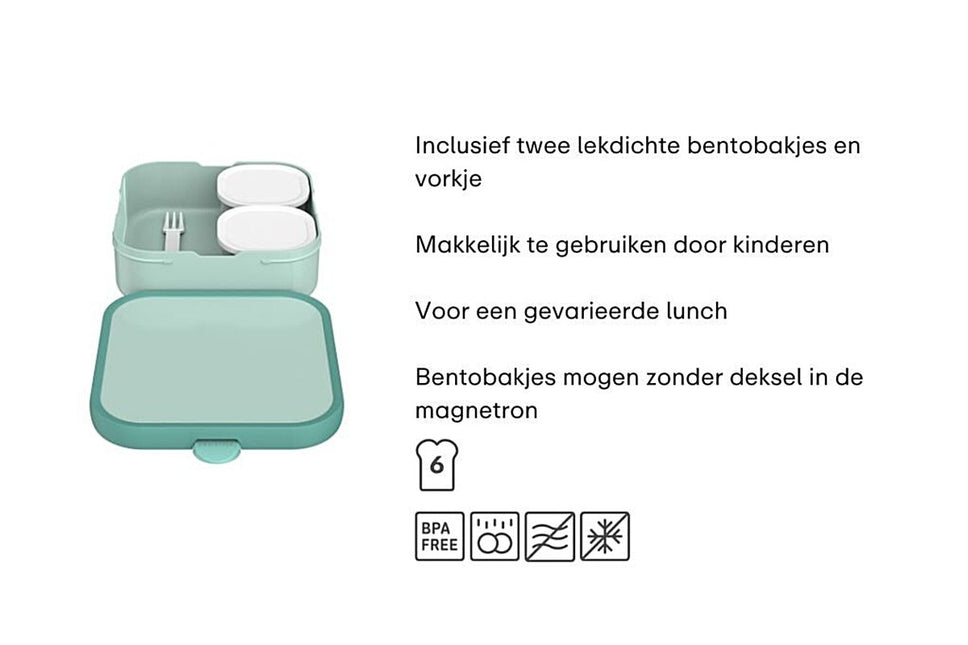 Bento lunchbox Campus groot - Cool mint - Babywinkel - 8720294056430