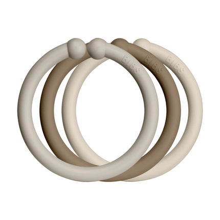 BIBS Speelringen Sand/Dark Oak/Vanilla 12st - BIBS - Babywinkel - 5713795219582