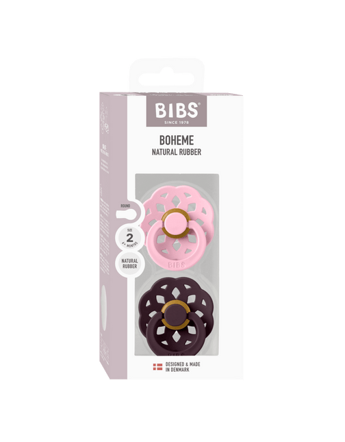 BIBS Spenen Maat 1 BOHEME Baby Pink/Plum 2st koop je bij Babywinkel
