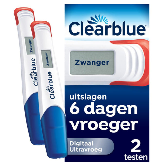 Clearblue Zwangerschapstest Digitaal Ultravroeg 2 stuks - Clearblue - Babywinkel - 8700216299862