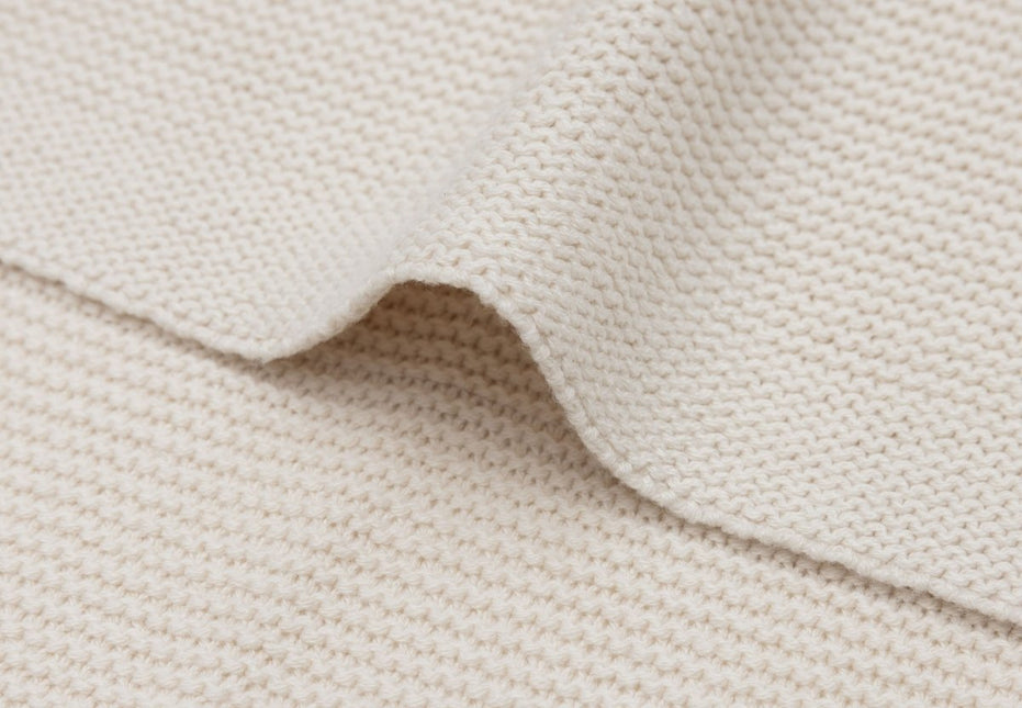Deken Ledikant 100x150cm Basic Knit - Oatmeal - Babywinkel - 8717329400016
