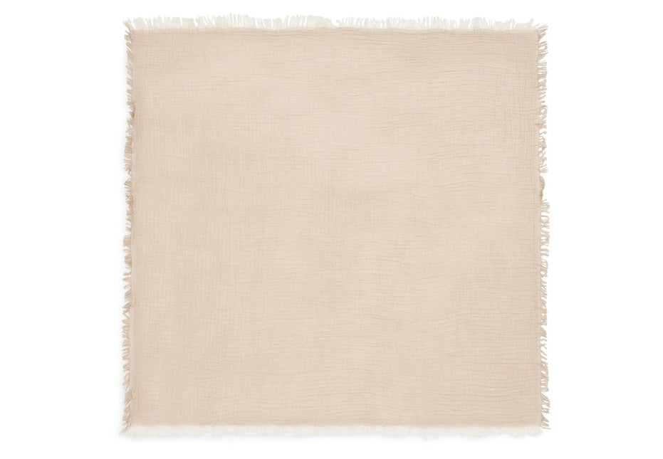 Deken Ledikant 120x120cm Fringe Stripe - Biscuit/Ivory - GOTS - Babywinkel - 8717329393813