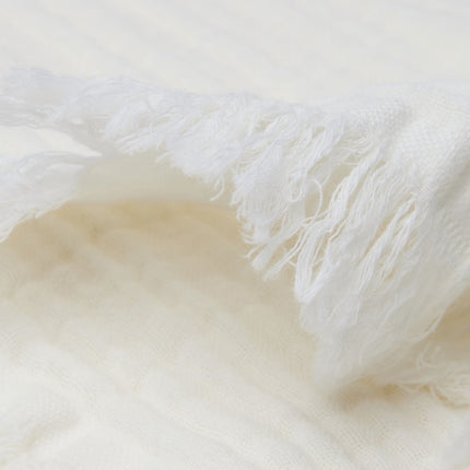 Deken Ledikant 120x120cm Muslin Fringe - Ivory - Babywinkel - 8717329365346