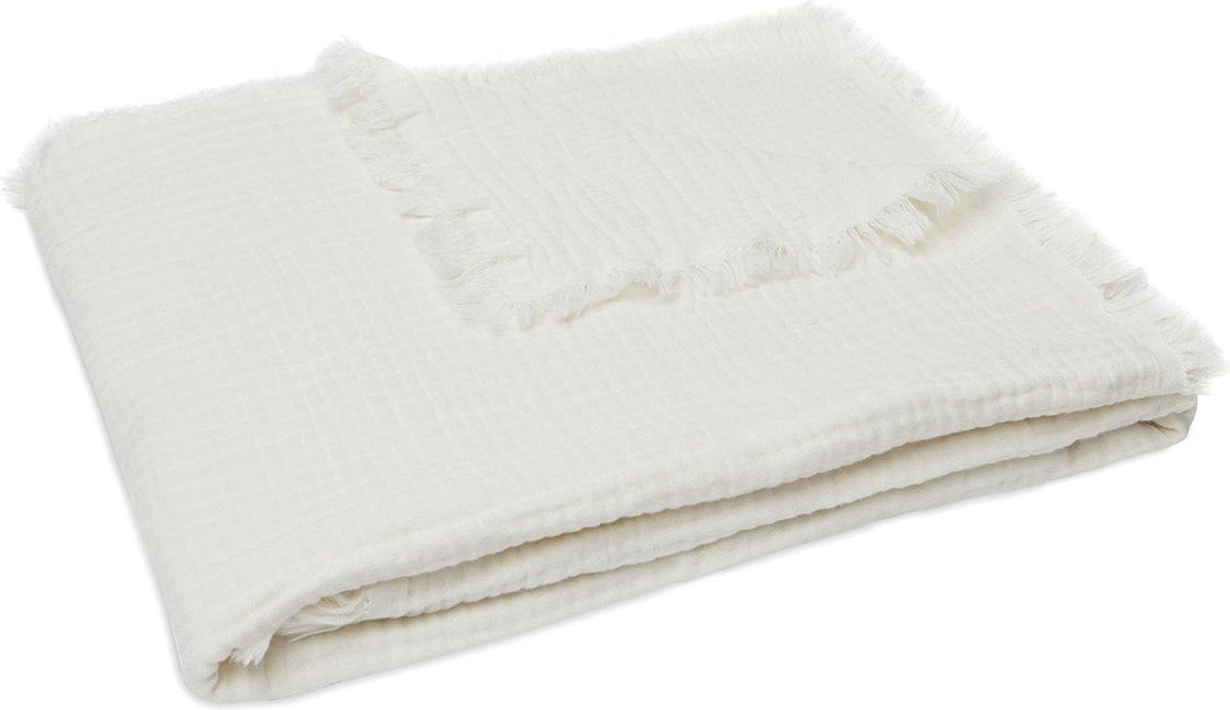 Deken Ledikant 120x120cm Muslin Fringe - Ivory - Babywinkel - 8717329365346
