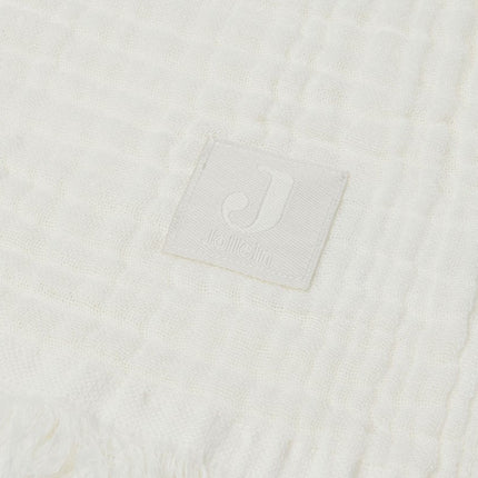 Deken Ledikant 120x120cm Muslin Fringe - Ivory - Babywinkel - 8717329365346