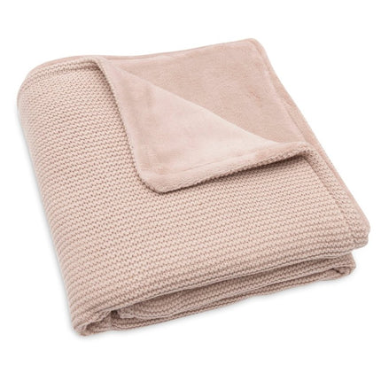 Deken Wieg 75x100cm Basic Knit - Wild Rose/Fleece - Babywinkel - 8717329377264