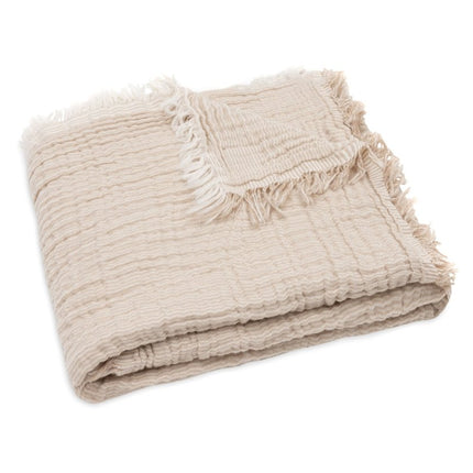 Deken Wieg 75x100cm Fringe Stripe - Biscuit/Ivory - GOTS - Babywinkel - 8717329393806