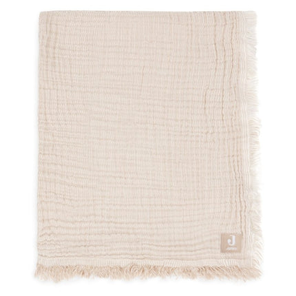 Deken Wieg 75x100cm Fringe Stripe - Biscuit/Ivory - GOTS - Babywinkel - 8717329393806