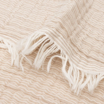 Deken Wieg 75x100cm Fringe Stripe - Biscuit/Ivory - GOTS - Babywinkel - 8717329393806