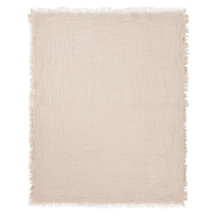 Deken Wieg 75x100cm Fringe Stripe - Biscuit/Ivory - GOTS - Babywinkel - 8717329393806
