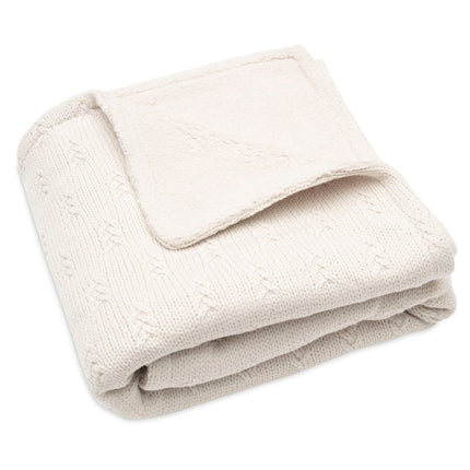 Deken Wieg 75x100cm Grain Knit - Oatmeal/Velvet - Babywinkel - 8717329377561