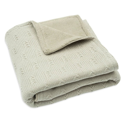 Deken Wieg 75x100cm Grain Knit - Olive Green/Velvet - Babywinkel - 8717329377547