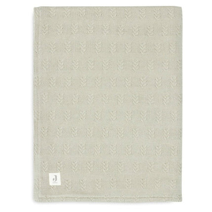 Deken Wieg 75x100cm Grain Knit - Olive Green/Velvet - Babywinkel - 8717329377547