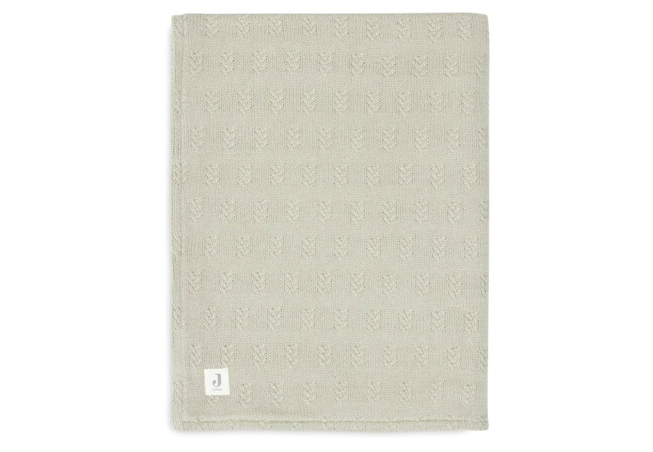 Deken Wieg 75x100cm Grain Knit - Olive Green/Velvet - Babywinkel - 8717329377547