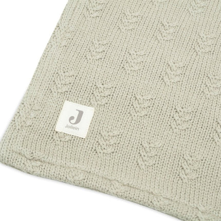 Deken Wieg 75x100cm Grain Knit - Olive Green/Velvet - Babywinkel - 8717329377547