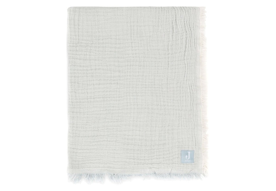 Deken Wieg Fringe Stripe - Sea Green/Ivory - GOTS - Babywinkel - 8717329393783