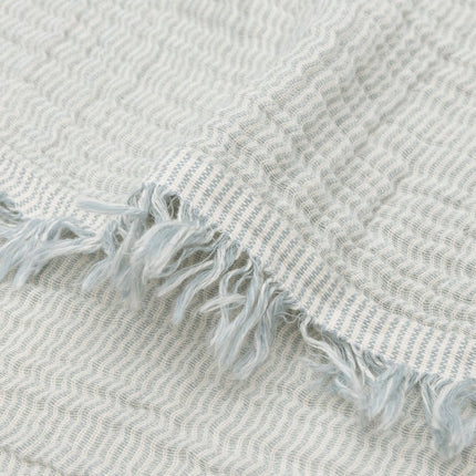 Deken Wieg Fringe Stripe - Sea Green/Ivory - GOTS - Babywinkel - 8717329393783