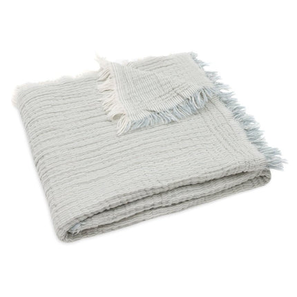 Deken Wieg Fringe Stripe - Sea Green/Ivory - GOTS - Babywinkel - 8717329393783