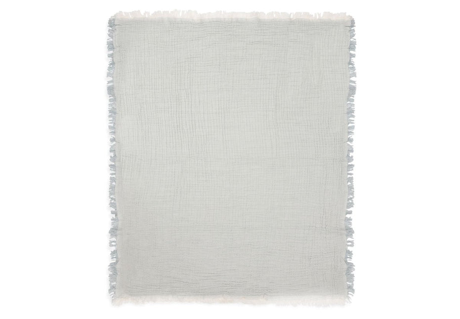 Deken Wieg Fringe Stripe - Sea Green/Ivory - GOTS - Babywinkel - 8717329393783