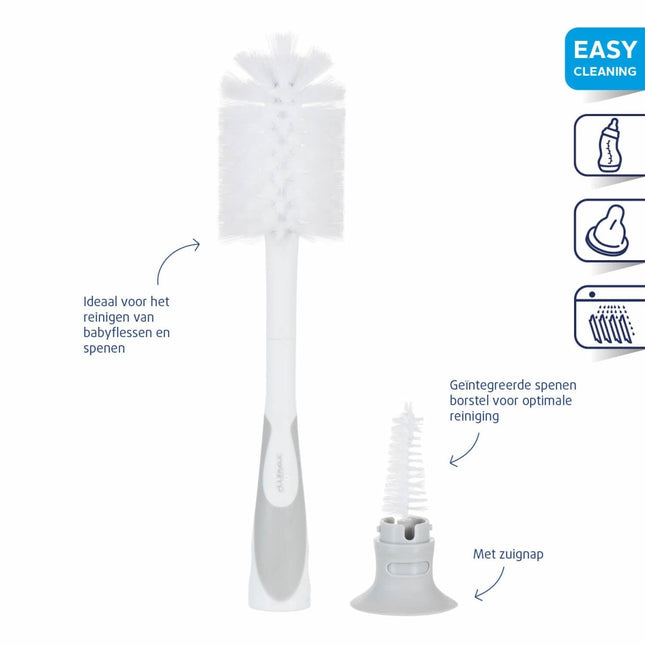 Difrax Flessenborstel 2 In 1 Wit Grijs - Difrax - Babywinkel - 8711736558988