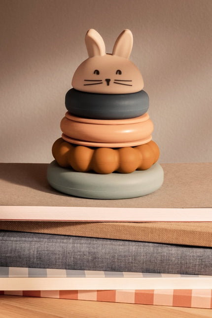 Donata Silicone Stacking Tower Sandy multi mix - Babywinkel - 5715493491901