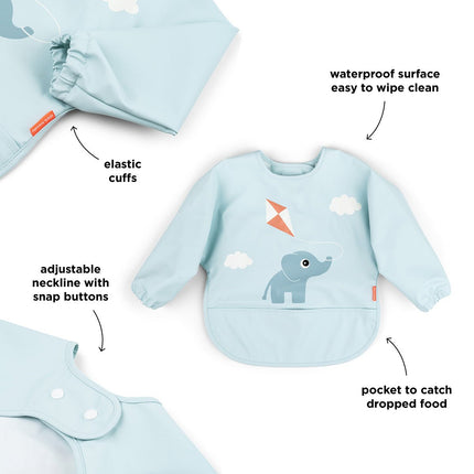 Done by Deer Slabbetje Playground Blue met Mouwen - Done by Deer - Babywinkel - 5712643053675