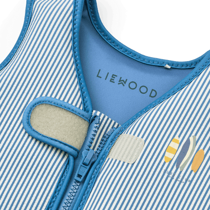 Dove Seersucker Swim vest stripe Riverside / Creme koop je bij Babywinkel