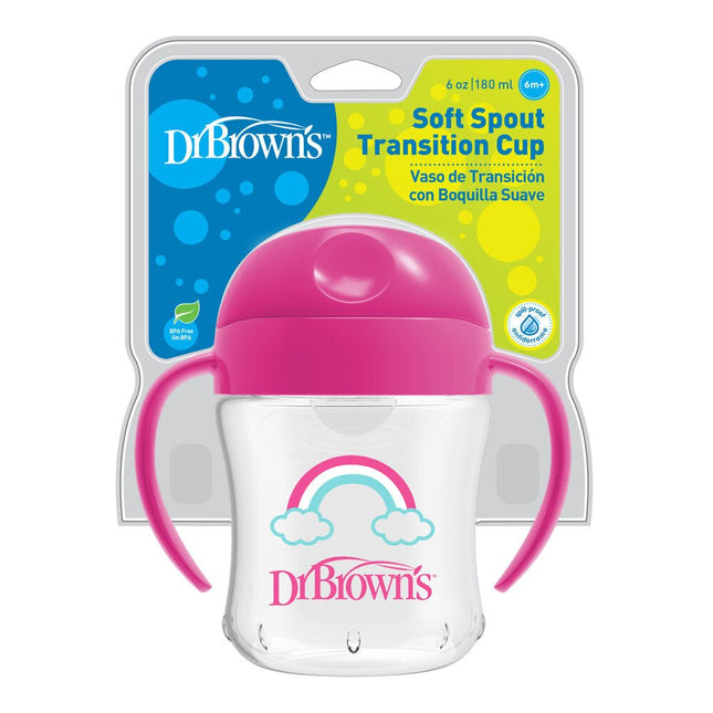 Dr. Brown's Drinkbeker roze 180ml zachte tuit - Dr. Brown's - Babywinkel - 072239303382
