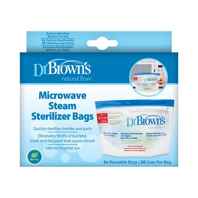 Dr. Brown's Magnetronsterilisatiezakjes 5st - Dr. Brown's - Babywinkel - 072239009604