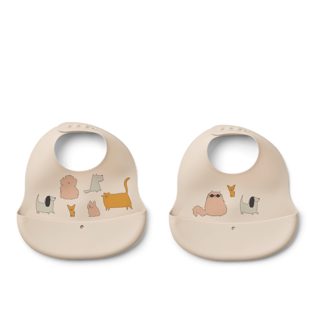 Liewood Slabbetje Ember Cats And Dogs/ Sandy 2St koop je bij Babywinkel